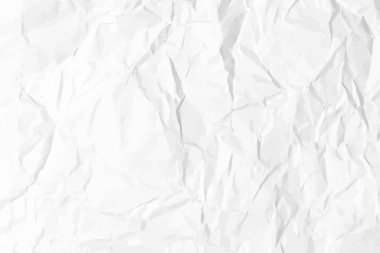 Beyaz, buruşuk kağıt arka plan. Posterler ve afişler için yatay olarak buruşmuş boş kağıt şablonu. Vektör illüstrasyonu