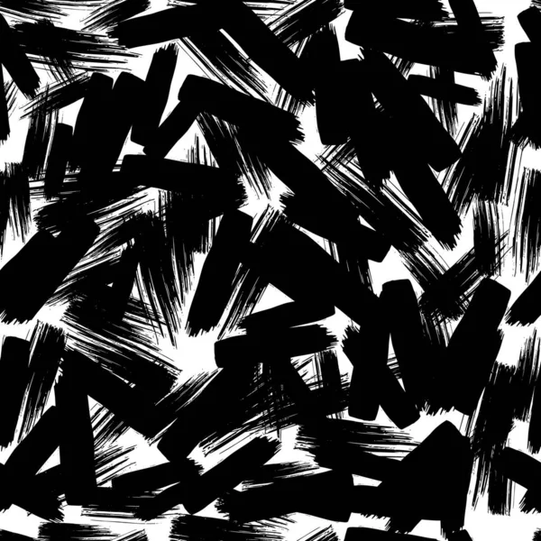 无缝隙图案 深色手绘笔迹涂在白色背景上 抽象的磨擦纹理 矢量说明 — 图库矢量图片