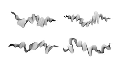 Dalgalı kavisli çizgiler. Beyaz zemin üzerinde dört soyut koyu renk dalga çizgisi. Vektör illüstrasyonu