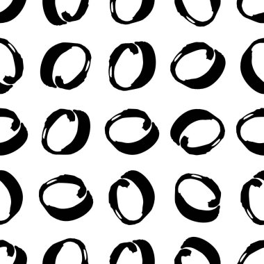 Kusursuz desenli, el çizimi, beyaz zemin üzerine çizilmiş karalama çemberleri. Soyut grunge dokusu. Vektör illüstrasyonu