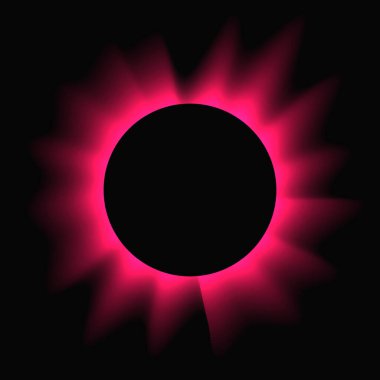 Circle illuminate frame with gradient. Red round neon banner isolated on black background. Vector illustration