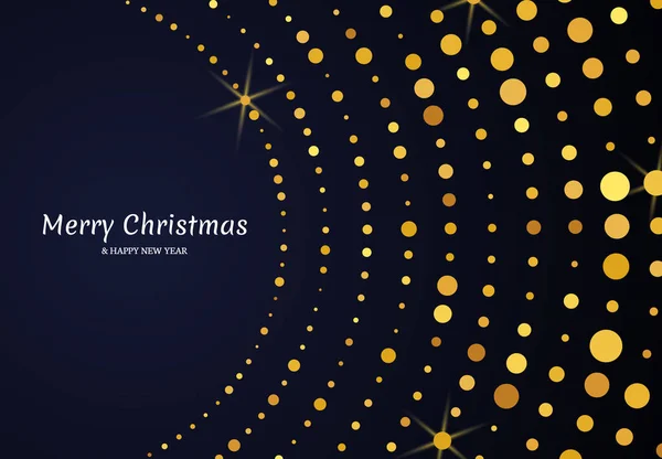 Vrolijk Kerstfeest Gelukkig Nieuwjaar Van Gouden Glitter Patroon Cirkelvorm Abstract — Stockvector