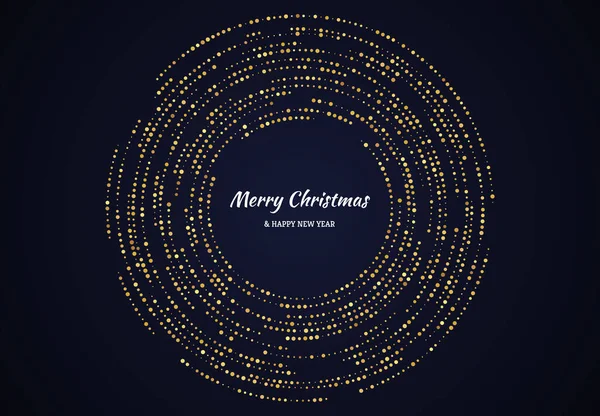 Feliz Navidad Feliz Año Nuevo Patrón Brillo Oro Forma Círculo — Archivo Imágenes Vectoriales