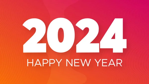 2024 ハッピーニューイヤーの背景 オレンジ色の抽象的な背景に白の2024年新年番号の現代挨拶バナーテンプレート ベクトルイラスト — ストックベクタ