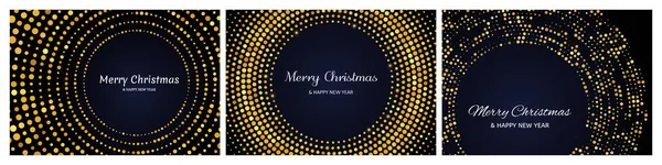 Merry Christmas Happy New Year Backdrops Gold Glitter Pattern Circle — Stock Vector