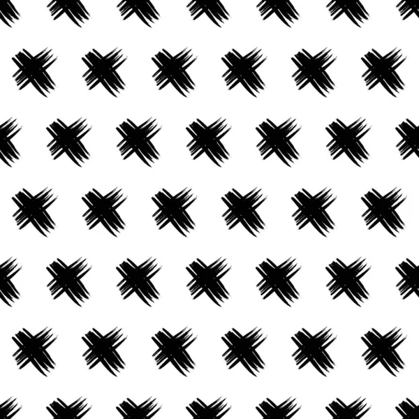 Patrón Sin Costura Con Símbolos Cruzados Dibujados Mano Boceto Negro — Archivo Imágenes Vectoriales