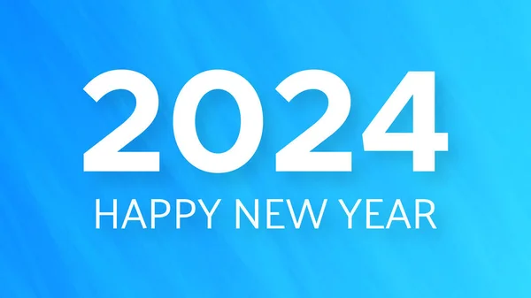 2024新年快乐 现代问候语横幅模板 白色2024新年编号 蓝色抽象背景 矢量说明 — 图库矢量图片