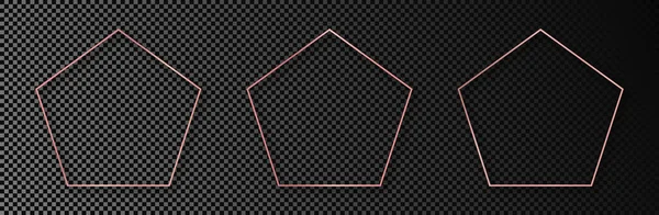 Ensemble Trois Cadres Forme Pentagone Brillant Rose Isolés Sur Fond — Image vectorielle