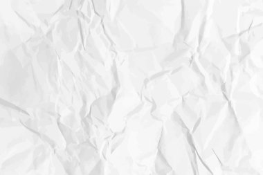 Beyaz, buruşuk kağıt arka plan. Posterler ve afişler için yatay olarak buruşmuş boş kağıt şablonu. Vektör illüstrasyonu