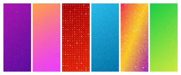 Set Six Abstract Gradient Geometric Backgrounds Squares Pixel Backgrounds Empty — Stock Vector