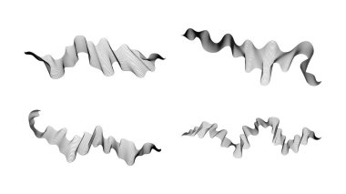 Dalgalı kavisli çizgiler. Beyaz zemin üzerinde dört soyut koyu renk dalga çizgisi. Vektör illüstrasyonu