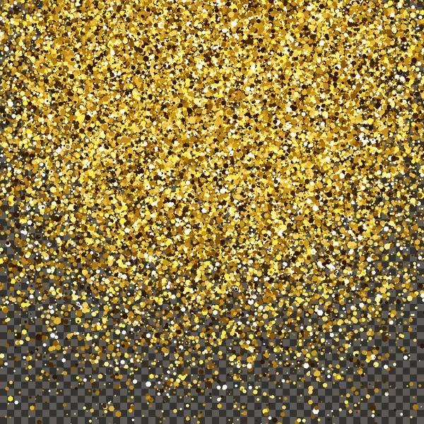 Złoty Błyszczący Pył Szarym Przezroczystym Tle Pył Złotym Efektem Brokatu — Wektor stockowy