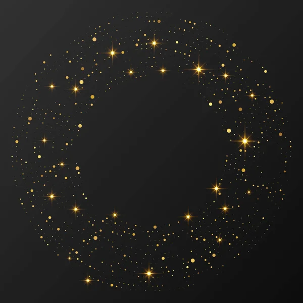 Abstraktes Gold Das Auf Halbtongepunktetem Hintergrund Leuchtet Goldglitzermuster Kreisform Kreise — Stockvektor