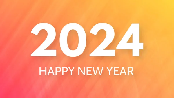2024新年快乐 现代问候语横幅模板 白色2024新年数字橙色抽象背景线 矢量说明 — 图库矢量图片