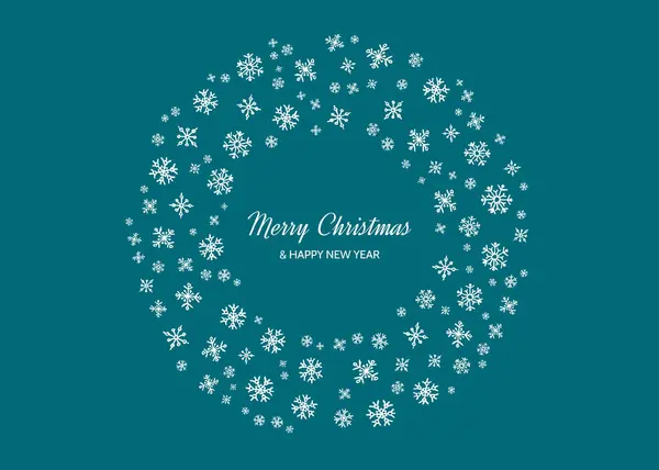 Merry Christmas Happy New Year Backdrops White Snowflakes Circle Form — Stock Vector