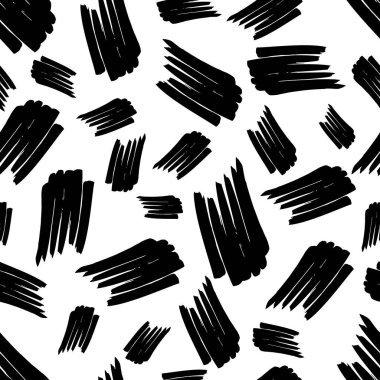 Seamless pattern with black marker scribbles on white background. Vector illustration