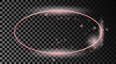 Koyu şeffaf arka planda izole edilmiş gül sarısı, oval şekilli bir çerçeve. Parlak efektli parlak bir çerçeve. Vektör illüstrasyonu