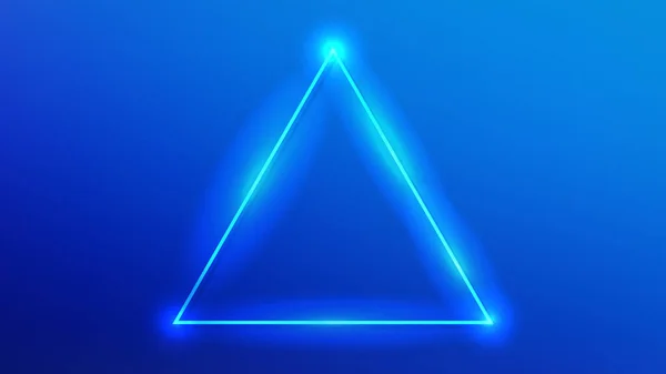 Quadro Triângulo Néon Com Efeitos Brilhantes Fundo Azul Vazia Brilhante — Vetor de Stock