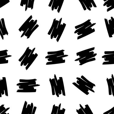 Seamless pattern with black marker scribbles on white background. Vector illustration