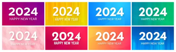2024 Mutlu Yıllar Özgeçmişi Renkli Soyut Arkaplan Üzerinde Beyaz 2024 — Stok Vektör