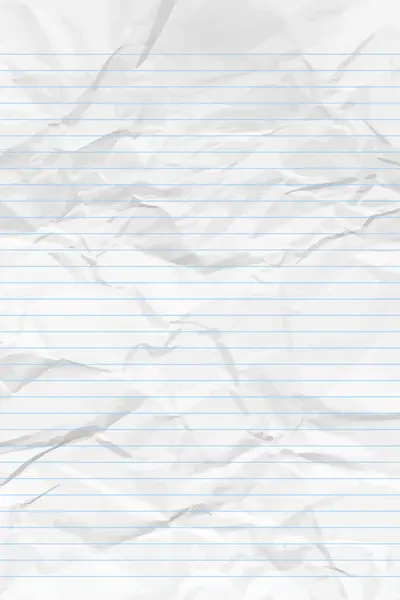 Bílý Čistý Zmačkaný Papír Notebooku Liniemi Vertikální Zmačkaná Kostkovaná Prázdná — Stockový vektor
