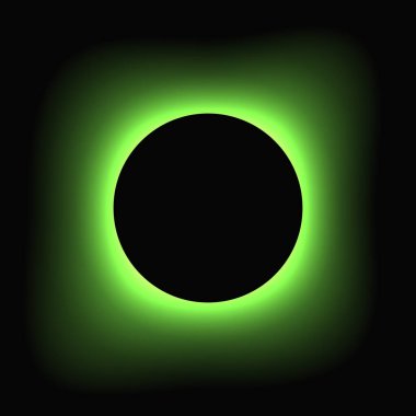 Circle illuminate frame with gradient. Green round neon banner isolated on black background. Vector illustration