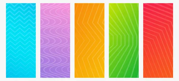 Set Modern Gradient Backgrounds Lines Header Banner Bright Geometric Abstract — Stock Vector