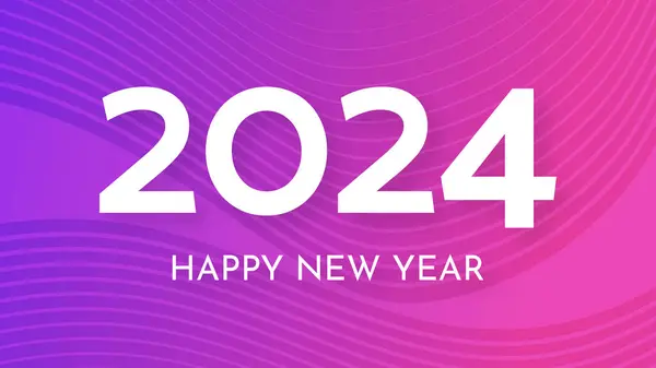 2024 ハッピーニューイヤーの背景 ラインとピンクの抽象的な背景に白2024年新年の数字の現代挨拶バナーテンプレート ベクトルイラスト — ストックベクタ