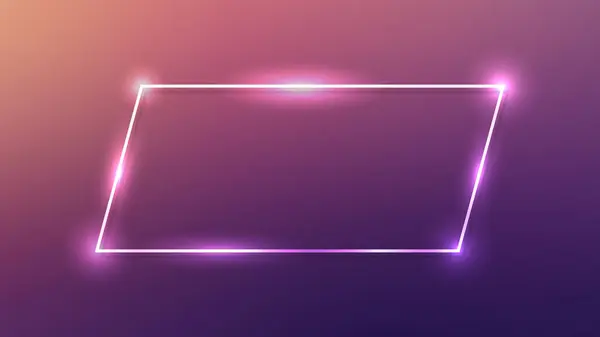 Neon Frame Shining Effects Dark Purple Background Empty Glowing Techno — Stock Vector