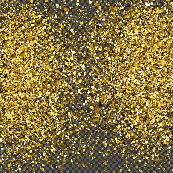 Gold Glittering Dust Gray Transparent Background Dust Gold Glitter Effect — Vetor de Stock