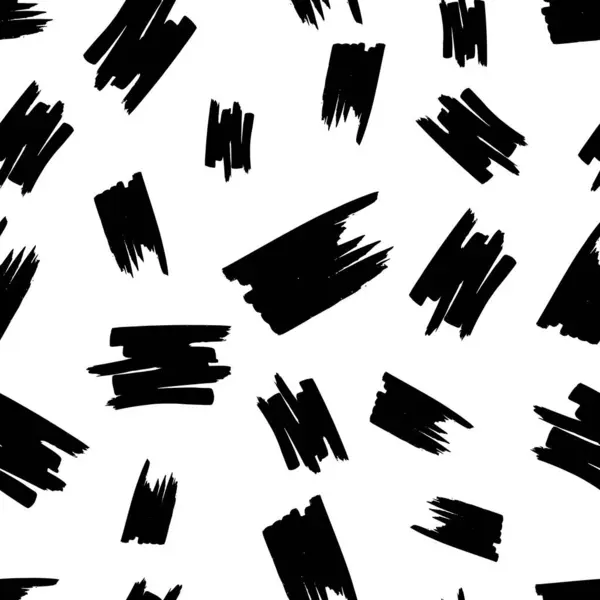 Seamless Pattern Black Marker Scribbles White Background Vector Illustration — Stock Vector