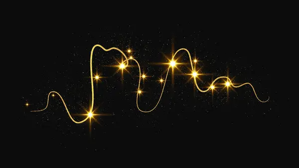 Goldglitzerndes Konfetti Winkt Und Sternenstaub Goldene Magische Funkeln Auf Dunklem — Stockvektor