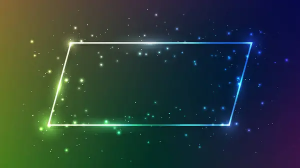Bingkai Neon Dengan Efek Bersinar Dan Berkilau Pada Latar Belakang - Stok Vektor