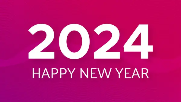 2024 ハッピーニューイヤーの背景 白の2024年新年番号とラインの紫色抽象的な背景の現代挨拶バナーテンプレート ベクトルイラスト — ストックベクタ