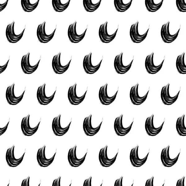 Seamless Pattern Black Wavy Grunge Brush Strokes Abstract Shapes White — Archivo Imágenes Vectoriales