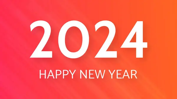 2024 ハッピーニューイヤーの背景 オレンジ色の抽象的な背景に白の2024年新年番号の現代挨拶バナーテンプレート ベクトルイラスト — ストックベクタ