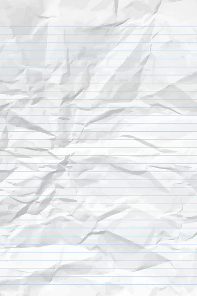 Белая Чистая Скомканная Бумага Линиями Вертикально Скомканный Пустой Бумажный Шаблон — стоковый вектор