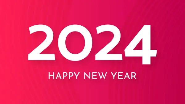 2024新年快乐 现代问候语横幅模板 白色2024新年编号 红色抽象背景 矢量说明 — 图库矢量图片