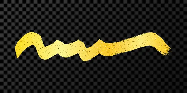 Gold Wavy Grunge Brush Strokes Painted Ink Stripe Ink Spot — Stock Vector