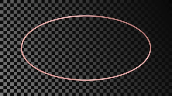暗い透明な背景に隔離された金輝く楕円形のフレームをバラ 輝く効果を持つ光沢のあるフレーム ベクターイラスト — ストックベクタ