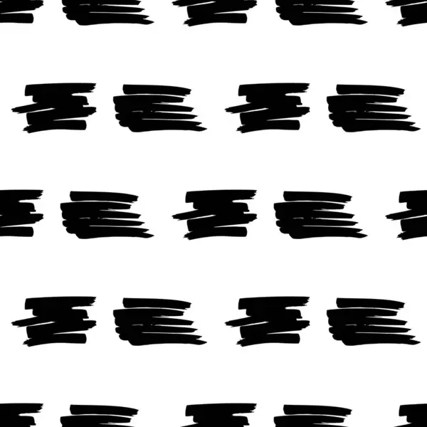 Seamless Pattern Black Marker Scribbles White Background Vector Illustration — Stockvector