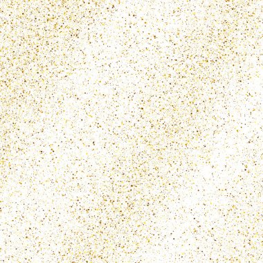 Beyaz arka planda altın parıldayan toz. Altın parıltısı efektiyle toz ve metin için boş alan. Vektör illüstrasyonu