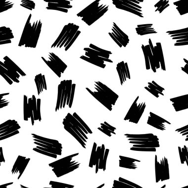 Seamless pattern with black marker scribbles on white background. Vector illustration
