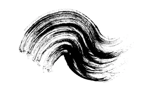 Zwarte Golvende Grunge Penseelstreek Geschilderde Inktstreep Inktvlek Geïsoleerd Witte Achtergrond — Stockvector