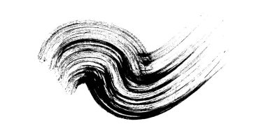 Siyah dalgalı grunge fırça darbesi. Boyalı mürekkep şeridi. Mürekkep lekesi beyaz arkaplanda izole edilmiş. Vektör illüstrasyonu