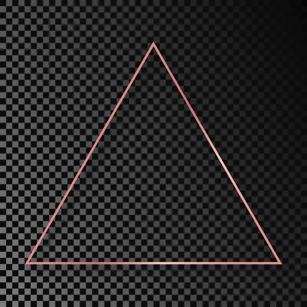Rose Gold Glowing Triangle Frame Shadow Isolated Dark Transparent Background — Wektor stockowy