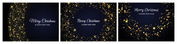 God Jul Och Gott Nytt Bakgrunder Med Guld Glitter Mönster — Stock vektor