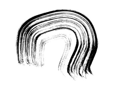 Siyah grunge fırça darbesi daire şeklinde. Boyalı mürekkep çemberi. Mürekkep lekesi beyaz arkaplanda izole edilmiş. Vektör illüstrasyonu