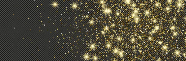 Золотая Блестящая Пыль Звездами Сером Прозрачном Фоне Пыль Эффектом Золотого — стоковый вектор