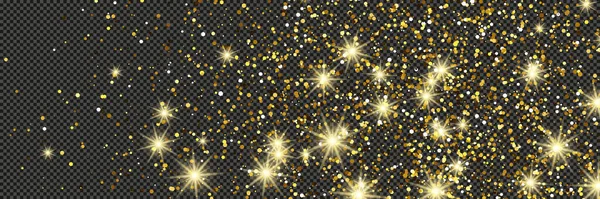 Poussière Scintillante Avec Des Étoiles Sur Fond Gris Transparent Poussière — Image vectorielle